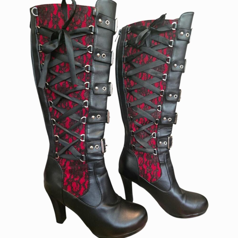 Goth lace up knee - Picture 3 of 7